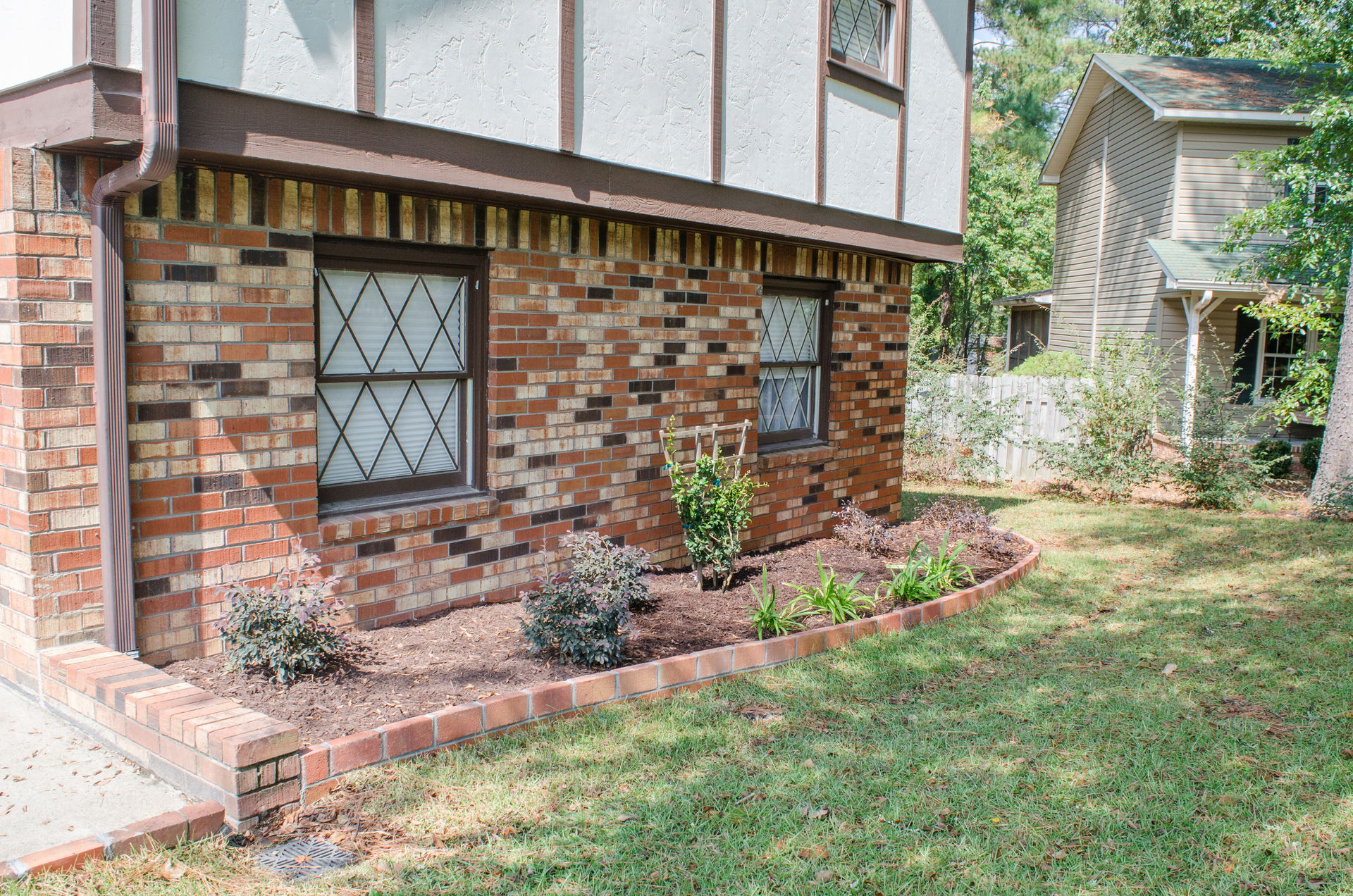 Evans, GA Front Yard Landscape With Bed & Porch Design Features