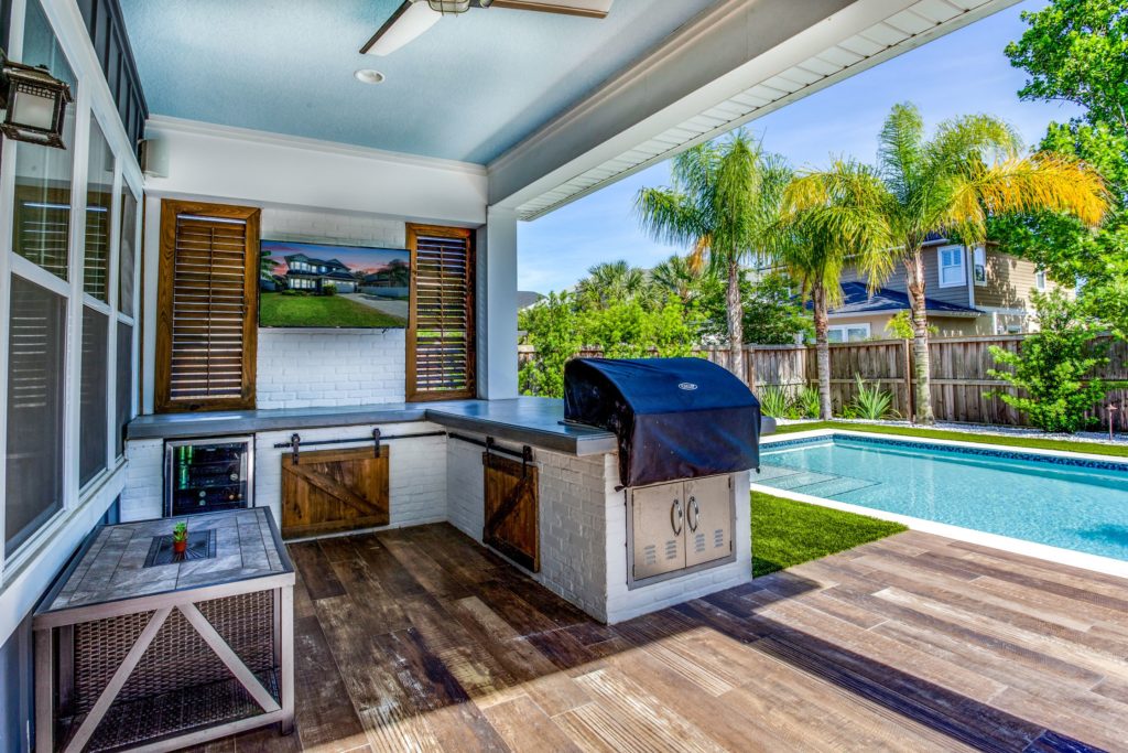 Beautiful poolside outdoor kitchen.