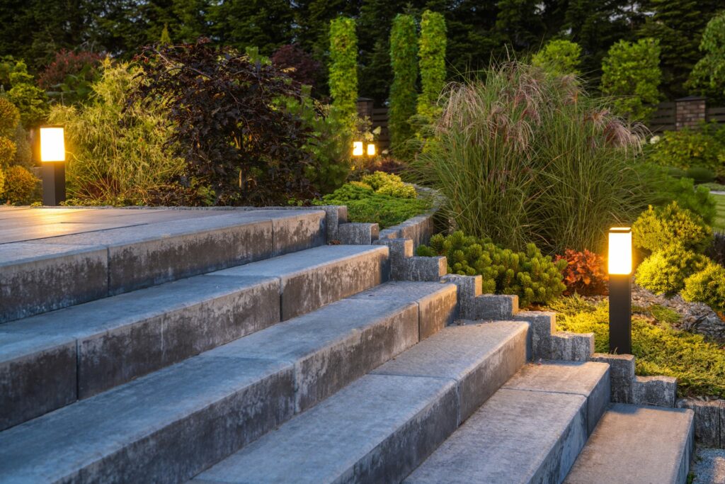 Lighting around some stairs.