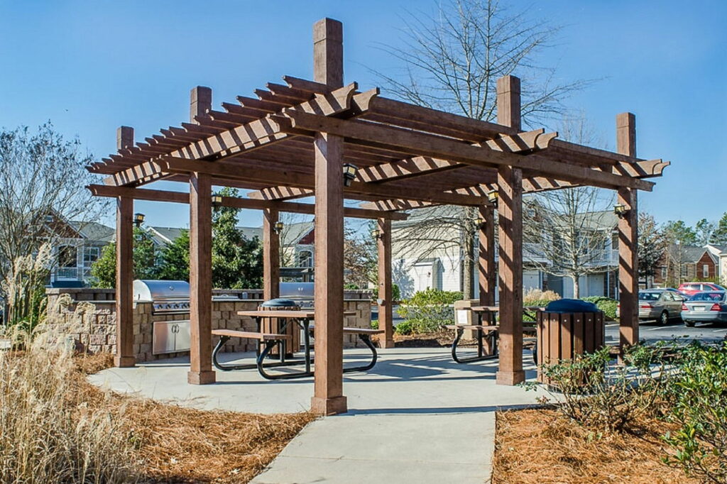 Gazebo and picnic area hardscaping project in Augusta, GA by Verdant Landscaping.